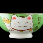 Keramická miska na rýži kawaii Maneki zelená